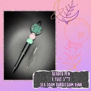F**k This S**t Pink & Sea Foam Silicone Beaded Pen With Ink Refill